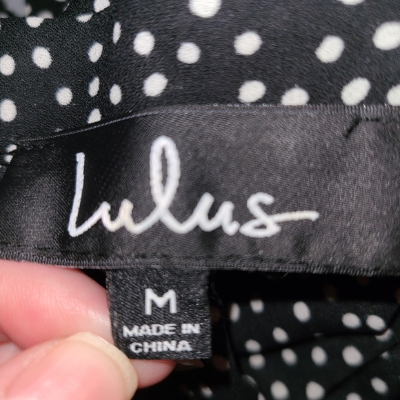 LULU'S Button Down Polka Dot Top with a Neck Tie in the Front Size Medium - Picture 3 of 5